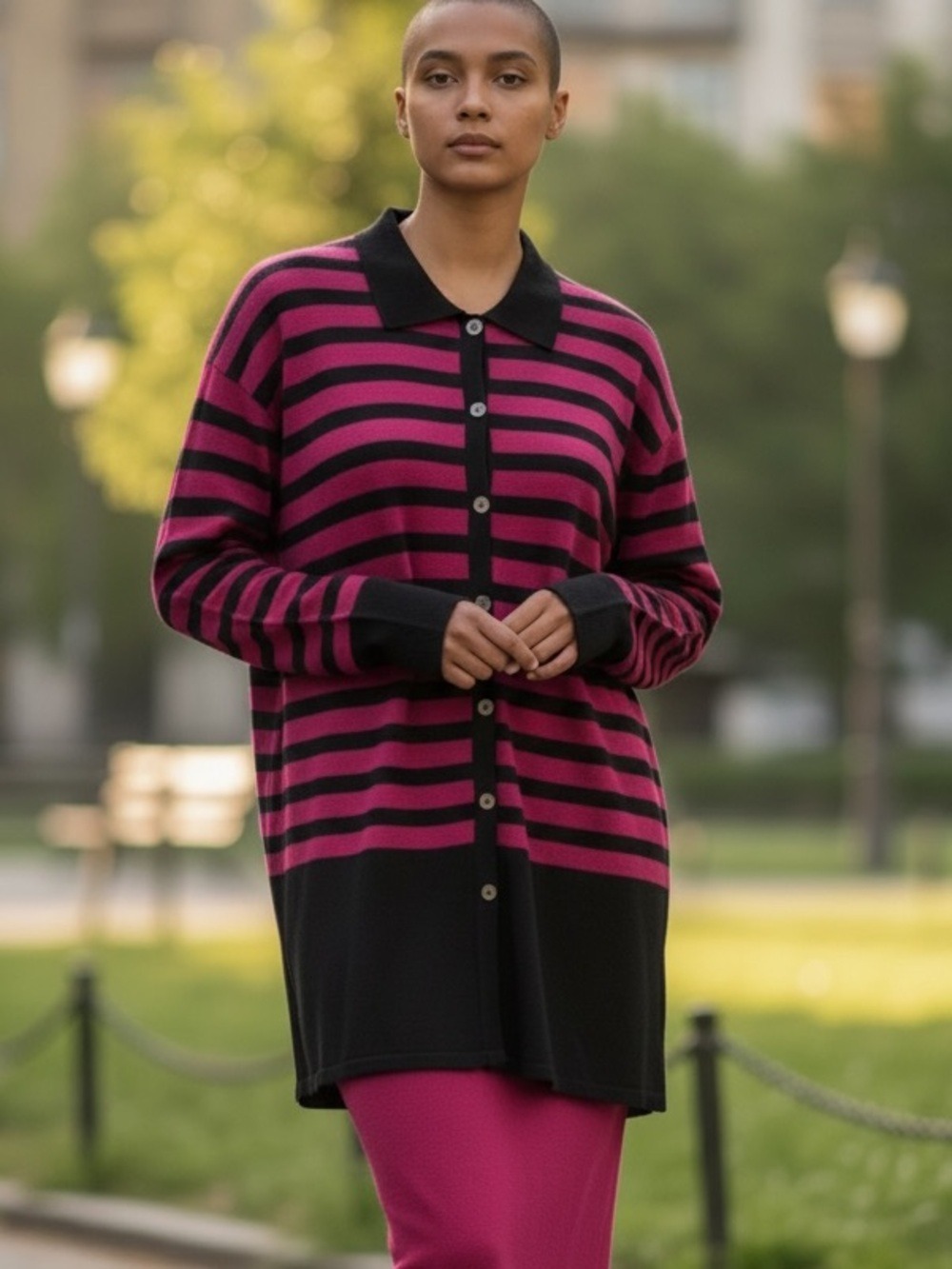 NWOT VTG 80s AMANDA SMITH LAMBSWOOL STRIPED CARDIGAN & SKIRT SET ENGLAND SZ L/M